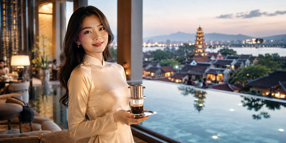 Người dùng Huế đăng ký nhận thưởng và chơi game tại quán cà phê phong cách Việt Nam