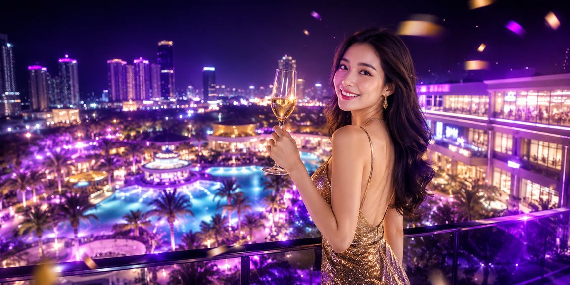 Không gian giải trí casino neon rực rỡ tại Mũi Né với giao dịch thanh toán di động liền mạch
